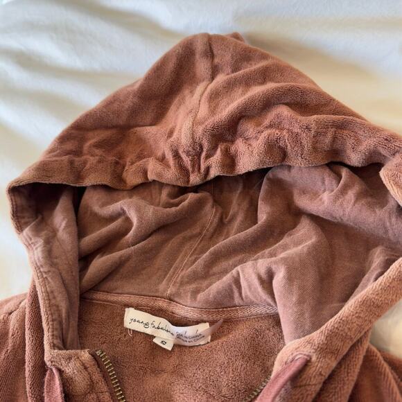 Young Fabulous & Broke Fritzy Brown Velour Cropped Hoodie and Pants Set - S - Picture 5 of 6